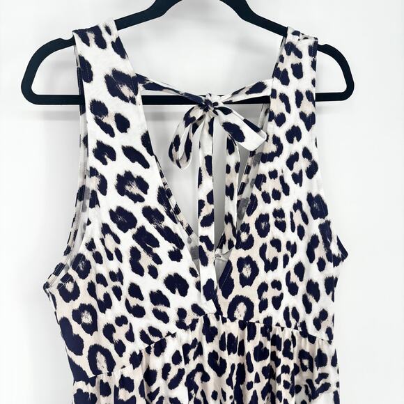 ASOS Midi Puff Ball Smock Animal Print Dress V-Neck Size 8 - Picture 8 of 10